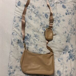 Elegant Tan Women's Bag with Mini Pouch